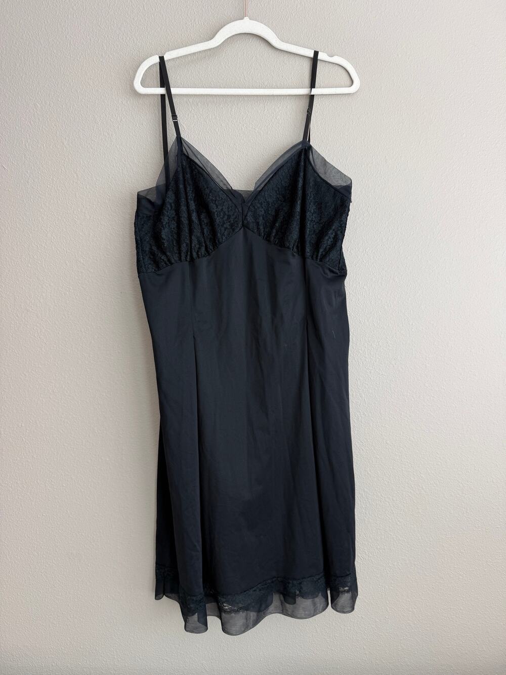 VTG 1950s Van Raalte Slip Dress Lingerie Chemise Night Gown Black Sz 42 XL